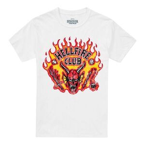 Stranger Things 5 Unisex Adult Hellfire Flames T-Shirt / White